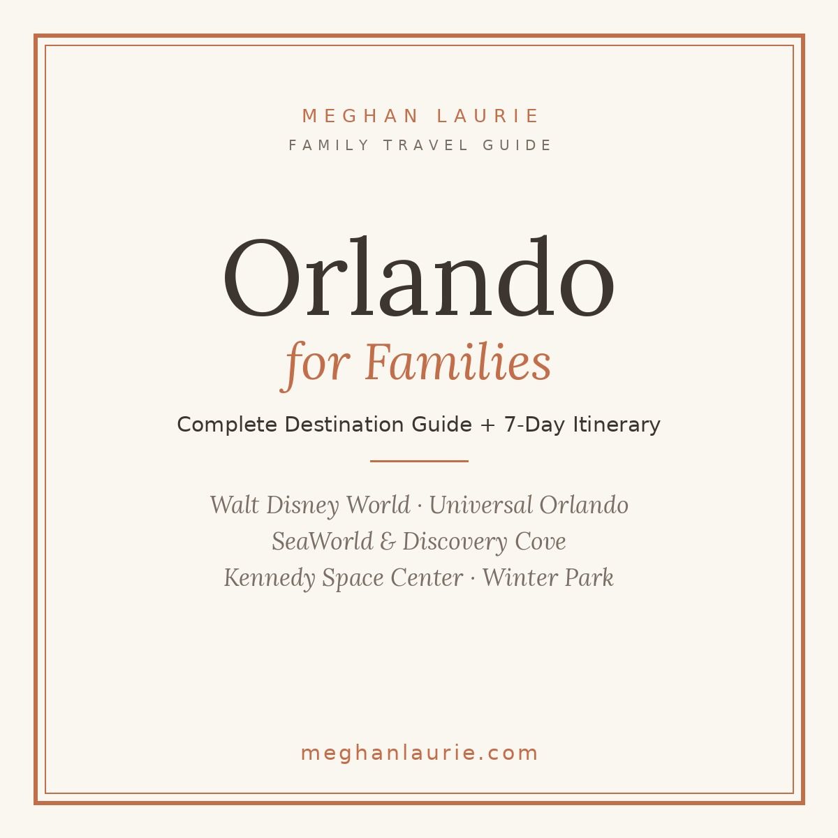 Orlando for Families travel guide cover — complete destination guide and 7-day itinerary PDF