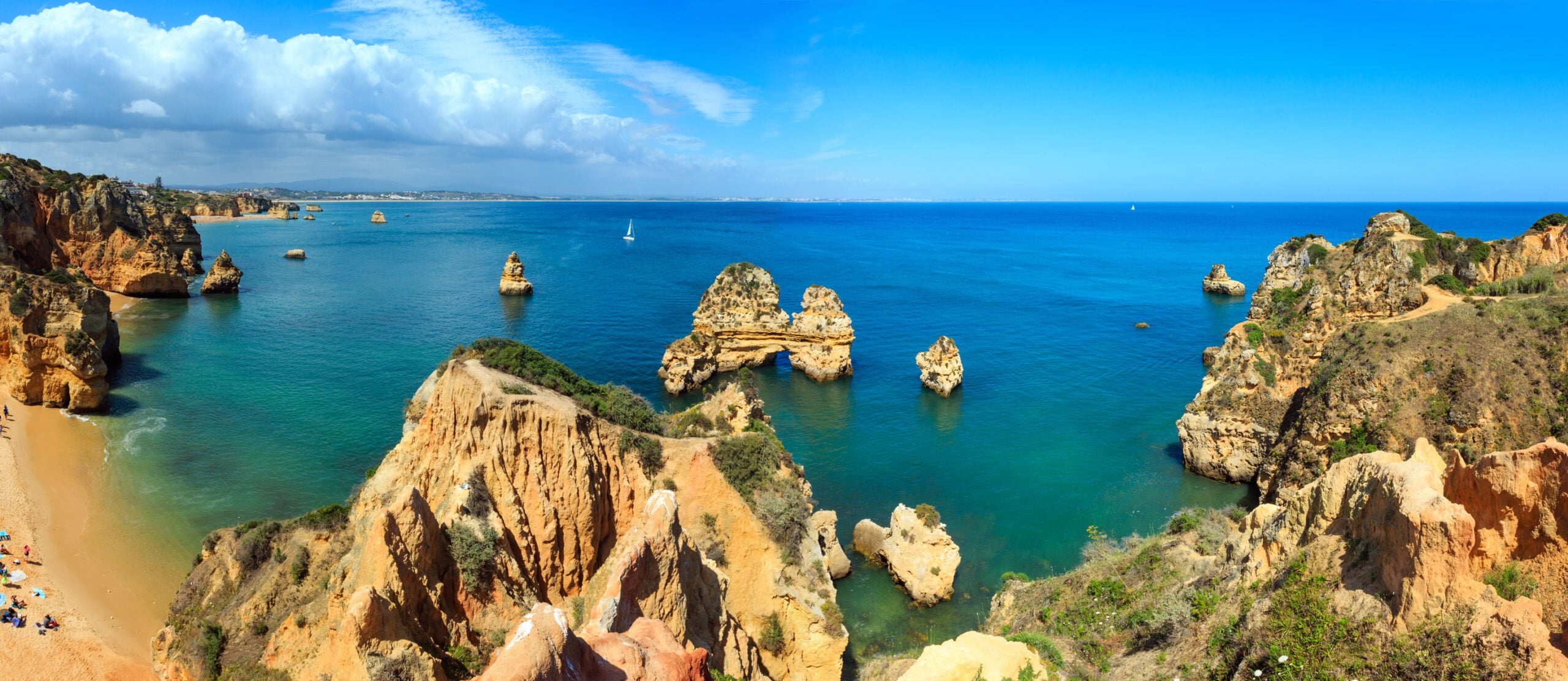 The cliffs and sea stacks at Ponta da Piedade in Lagos, Portugal