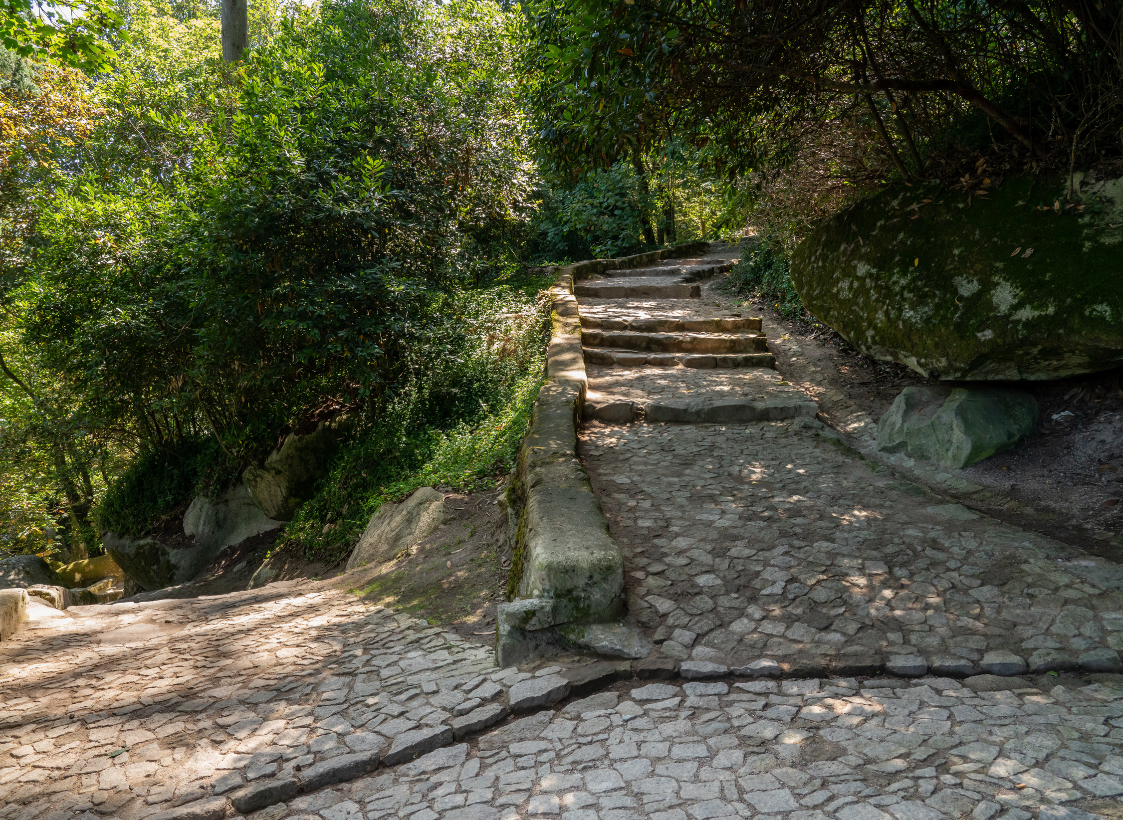 Steep stone paths in the gardens above Sintra, Portugal